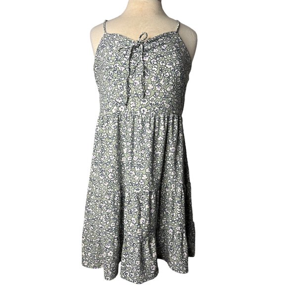 No Boundaries Summer Baby ddoll XXL Dress Green White Floral Mini Sleeveless - Picture 1 of 16